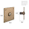 Square Door Bell Cover in Antiqued Brass with Ceramic Bell Push