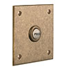 Square Door Bell Cover in Antiqued Brass with Ceramic Bell Push