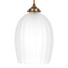 Walcot Fluted Pendant Light, Frosted Glass, in Antiqued Brass
