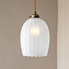 Walcot Fluted Pendant Light, Frosted Glass, in Antiqued Brass