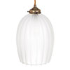 Walcot Fluted Pendant Light, Frosted Glass, in Antiqued Brass