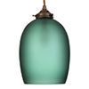 Clifton Teal Pendant Light in Antiqued Brass
