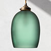 Clifton Teal Pendant Light in Antiqued Brass