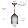 Clifton Smoked Pendant Light in Antiqued Brass