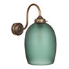 Clifton Teal Wall Light in Antiqued Brass