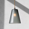 Evesham Smoked Pendant Light in Antiqued Brass