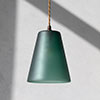 Evesham Teal Pendant Light in Antiqued Brass