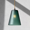 Evesham Teal Pendant Light in Antiqued Brass