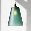 Evesham Teal Pendant Light (ES) in Antiqued Brass