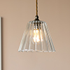 Ashley Fluted Pendant Light in Antiqued Brass