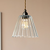 Ashley Fluted Pendant Light (ES) Antiqued Brass