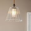 Ashley Fluted Bathroom Pendant in Antiqued Brass