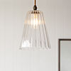 Evesham Fluted Bathroom Pendant in Antiqued Brass