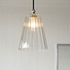 Evesham Fluted Bathroom Pendant In Nickel