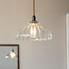 Langley Fluted Bathroom Pendant in Antiqued Brass