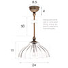 Langley Fluted Bathroom Pendant in Antiqued Brass