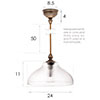 Langley Fine Fluted Bathroom Pendant in Antiqued Brass