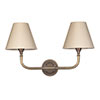 Double Brooke Wall Light in Antiqued Brass