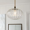 Camden Fluted bathroom Pendant in Antiqued Brass
