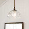 Emelia Fluted Bathroom Pendant in Antiqued Brass