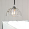 Emelia Fluted Bathroom Pendant in Nickel