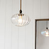 Hampstead Fluted Bathroom Pendant in Antiqued Brass