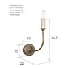 Mayfield Single Arm Wall Light in Antiqued Brass