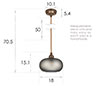 Hampstead Smoked Pendant Light (ES) in Antiqued Brass