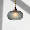 Hampstead Smoked Pendant Light (ES) in Antiqued Brass