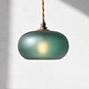 Hampstead Teal Pendant Light in Antiqued Brass