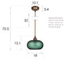 Hampstead Teal Pendant Light (ES) in Antiqued Brass