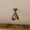 Barbican Flush Mount Ceiling Light in Antiqued Brass