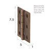 Small Rectangular Butt Hinge in Antiqued Brass