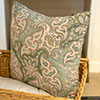50cm Knife Edge Cushion Cover in Green and Gold Norwood