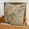 50cm Knife Edge Cushion Cover in Green and Gold Norwood