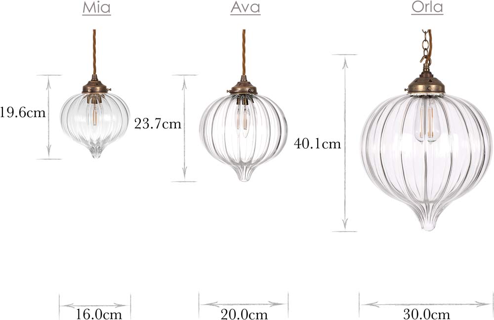 Size comparison for Ava family lights