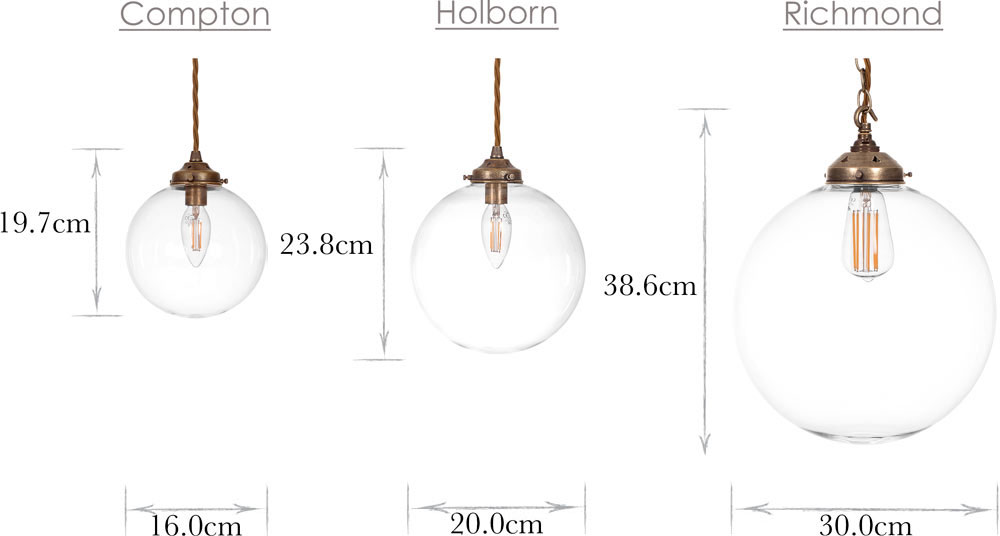 Size comparison for Holborn family lights
