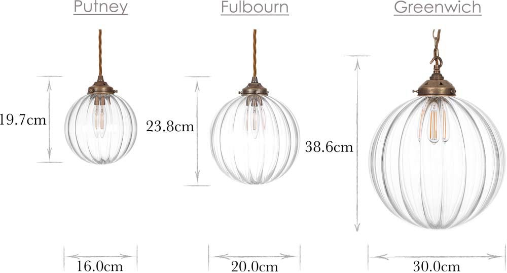 Size comparison for Fulbourn family lights