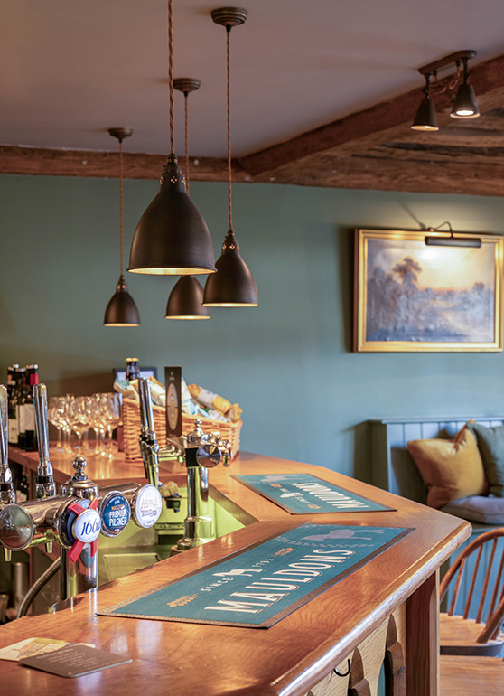 Barbican pendants in the bar