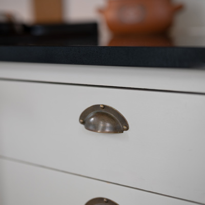 Schoolhouse Drawer Pull in antiqued brass