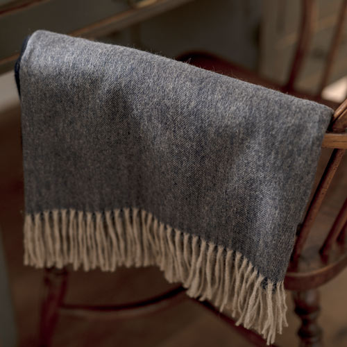 Lambswool Angora Throw in Peacock