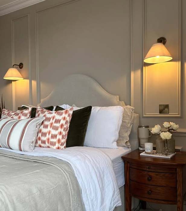 Brooke wall lights in a bedside setting