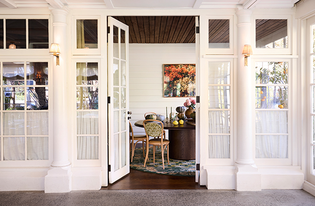 Audley wall lights in conservatory dining area
