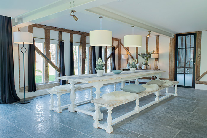 Layered lighting in a dining room