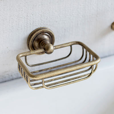 Bletchley Soap Basket in Lacquered Antiqued Brass