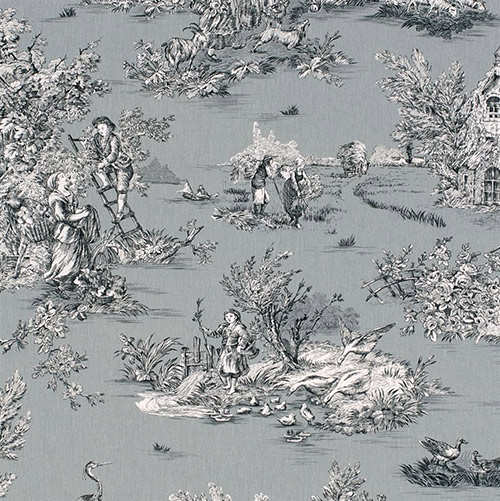 Pastoral Toile de Jouy in Grey