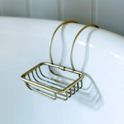 Bletchley Roll Top Soap Basket in Antiqued Brass