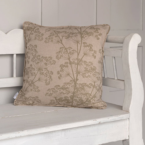 Cow Parsley Cushion Cover in Soft Green Reversed