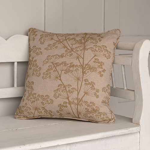 Cushion Cover in Soft Gold Cow Parsley Reversed
