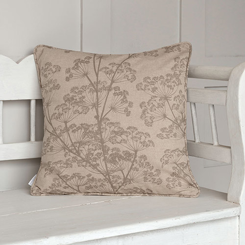 Cow Parsley Cushion Cover in Soft Grey Reversed